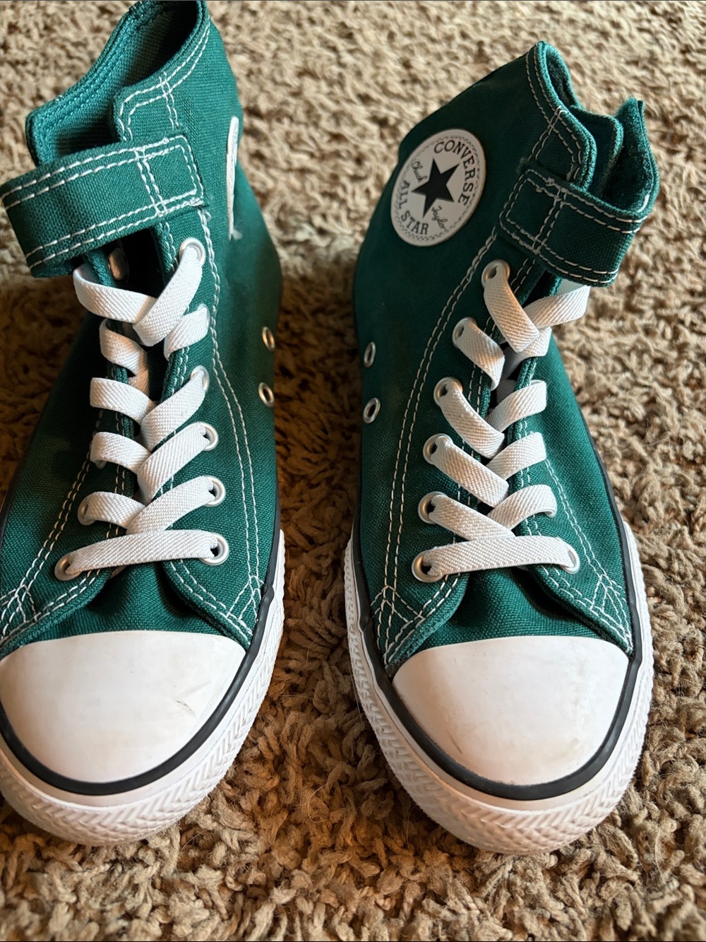 Converse Green High Top Sneakers with White Laces